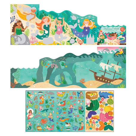 Autocollants reutilisables set - le monde des sirènes Multicolor 2 - vertbaudet enfant 