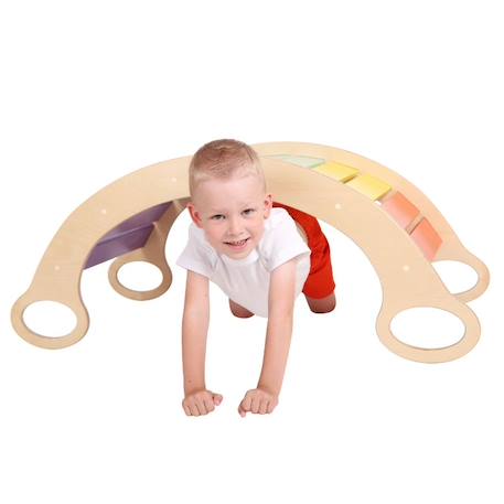 Pont bascule en bois - toboggan - jouet éducatif pour enfants Multi-coloured 6 - vertbaudet enfant 