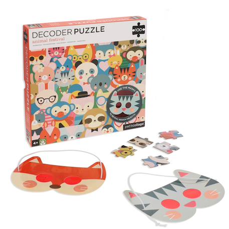 Puzzle Festival des animaux 100 pièces avec masques décodeurs – dès 4 ans Multicolor 4 - vertbaudet enfant 