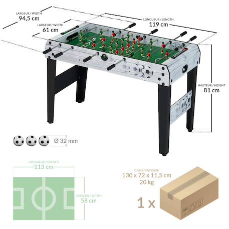 Table de baby-foot d'intérieur enfant - 22 joueurs - 3 balles incluses - 2 à 4 joueurs Gris 2 - vertbaudet enfant 