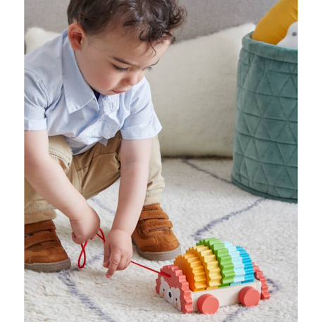 Jouet en bois à tirer - hérisson Multicolor 3 - vertbaudet enfant 