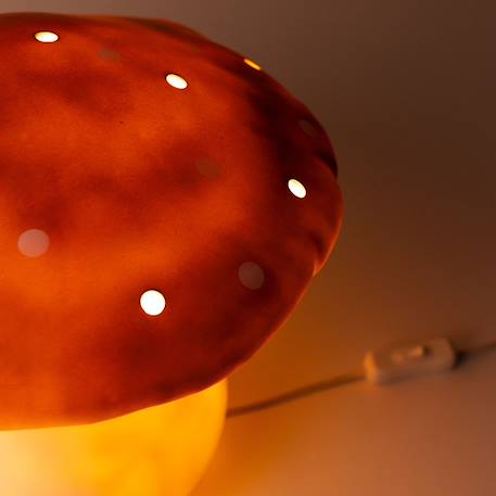 Grande lampe veilleuse champignon peinte à la main Blanc, orange 6 - vertbaudet enfant 