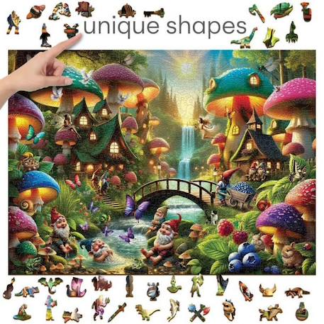 Puzzle en bois 1000 pièces – Mushroom Wonderland Multicolor 2 - vertbaudet enfant 
