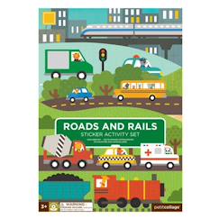 Jouet-Activités artistiques et musicales-Autocollants reutilisables set - routes + rails