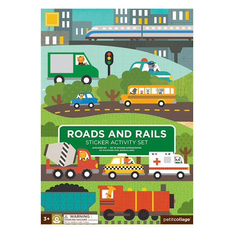 Autocollants reutilisables set - routes + rails Multicolor 1 - vertbaudet enfant 