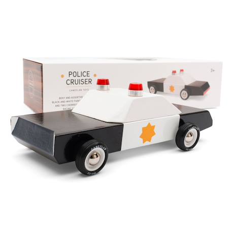 Voiture de police en bois – véhicule miniature design dès 3 ans Black;white 1 - vertbaudet enfant 