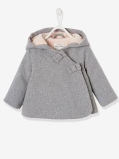 -Manteau à capuche bébé fille lainage doublé et ouatiné