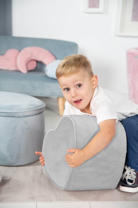 Tabouret pouf cœur en velours et bois lil sofa Bleu clair+Gris argenté+Rose pastel 8 - vertbaudet enfant 