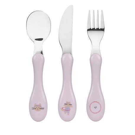 Lot de 3 couverts tiny team, chat Rose 1 - vertbaudet enfant 
