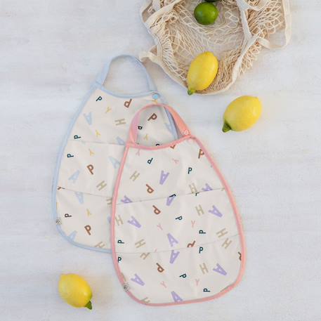 Grand bavoir avec poche happy fruits peach Rose 3 - vertbaudet enfant 