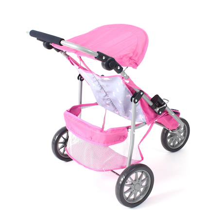 Poussette jogger 3 roues pour poupons jumelles Rose+Rose clair 3 - vertbaudet enfant 