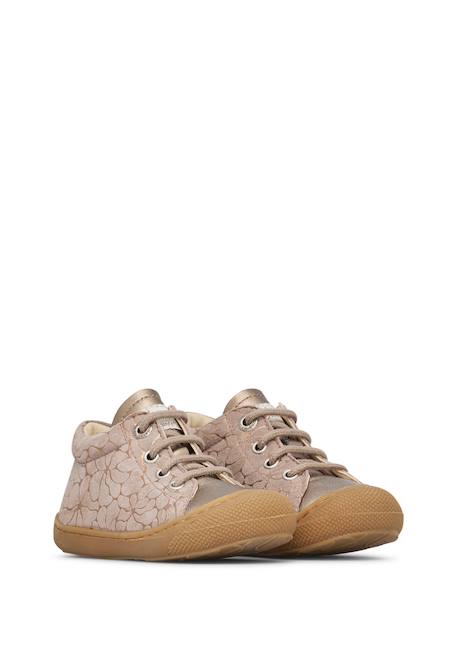 Chaussures premiers pas en cuir et suède cocoon Gris tourterelle- 2 - vertbaudet enfant 