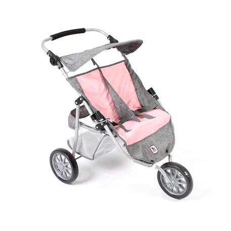 Poussette jogger 3 roues pour poupons jumelles Rose+Rose clair 7 - vertbaudet enfant 