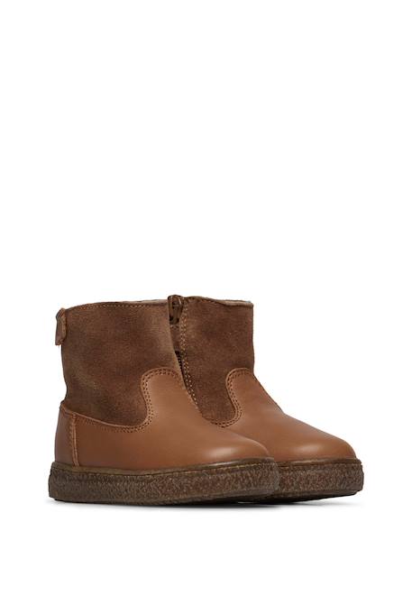 Bottines en nappa et suède alpina Cognac-+Marine-+Rose antique- 2 - vertbaudet enfant 