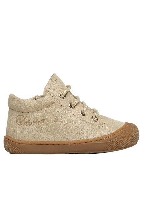 Chaussures premiers pas en cuir avec fermeture éclair cocoon zip Platine-+Rose- 1 - vertbaudet enfant 