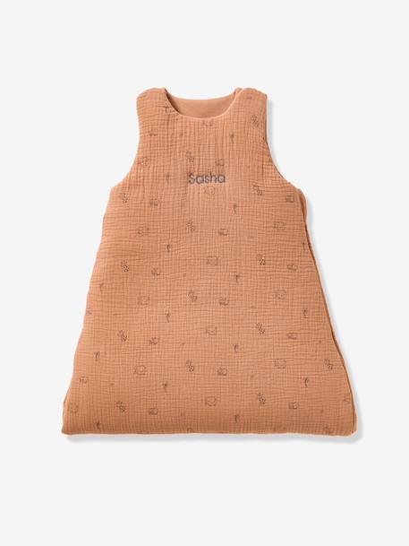 Gigoteuse personnalisable gaze de coton Bio JUNGLE marron imprimé 4 - vertbaudet enfant 
