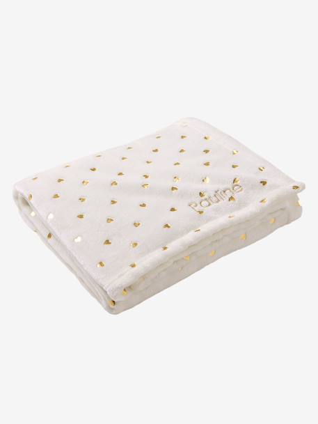 Plaid enfant en polaire motifs dorés écru / coeurs dorés+rose / coeurs dorés 2 - vertbaudet enfant 