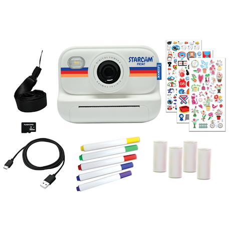 Starcam® print, appareil photo à impression instantanée avec capteur de 1,3 mm, carte sd et kit de personnalisation des photos Blanc 1 - vertbaudet enfant 