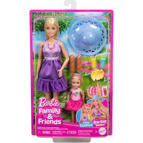 Barbie - poupée malibu et chelsea en pique-nique Multicolore 1 - vertbaudet enfant 