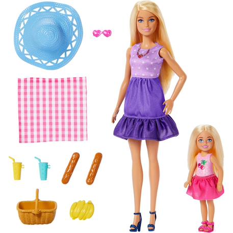 Barbie - poupée malibu et chelsea en pique-nique Multicolore 6 - vertbaudet enfant 