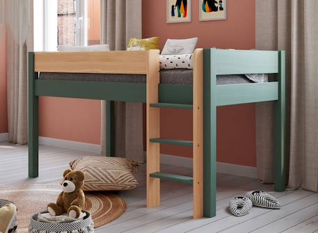 Lit mezzanine landes Blanc & bois massif+Bois massif kaki+Flanelle et bois massif+Kaki et bois massif 5 - vertbaudet enfant 