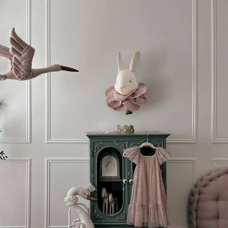 Trophée mural lapin flora en lin – décoration chambre bébé enfant Beige, flora+Beige, marron 5 - vertbaudet enfant 