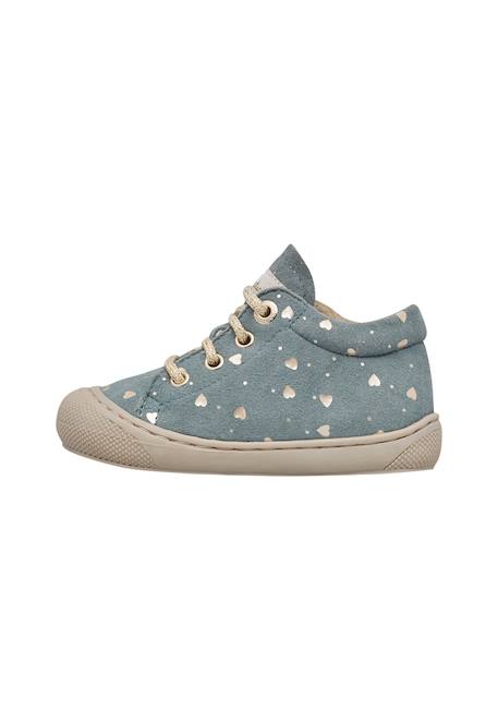 Chaussures premiers pas en suède cocoon Beige+Rose poudré-+Vert 13 - vertbaudet enfant 