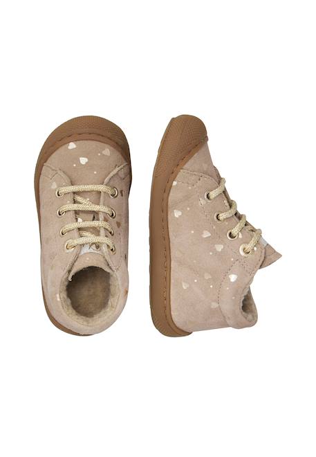 Chaussures premiers pas en suède cocoon Beige+Rose poudré-+Vert 4 - vertbaudet enfant 