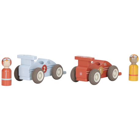 Set de 2 voitures de course en bois Bleu, rouge, jaune 6 - vertbaudet enfant 