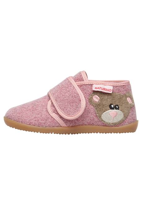 Pantoufles avec écusson ours carillon Rose- 3 - vertbaudet enfant 