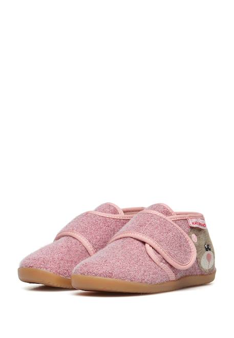 Pantoufles avec écusson ours carillon Rose- 5 - vertbaudet enfant 