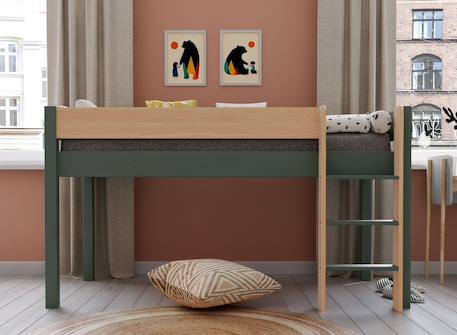 Lit mezzanine landes Blanc & bois massif+Bois massif kaki+Flanelle et bois massif+Kaki et bois massif 6 - vertbaudet enfant 