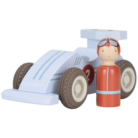 Set de 2 voitures de course en bois Bleu, rouge, jaune 4 - vertbaudet enfant 