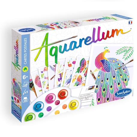 Aquarellum cartes postales animaux Blanc 1 - vertbaudet enfant 