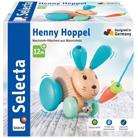 Lapin en bois massif à tirer Bleu+Rose 2 - vertbaudet enfant 
