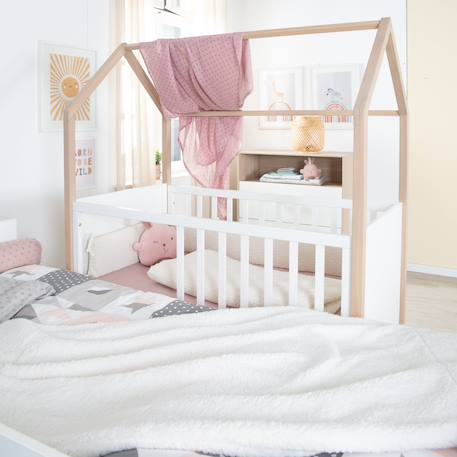 Chambre bébé évolutive 2 pièces avec soft-close cabane Blanc - chêne 6 - vertbaudet enfant 