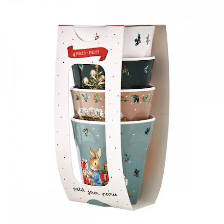 4 gobelets pierre lapin noël Blanc 1 - vertbaudet enfant 