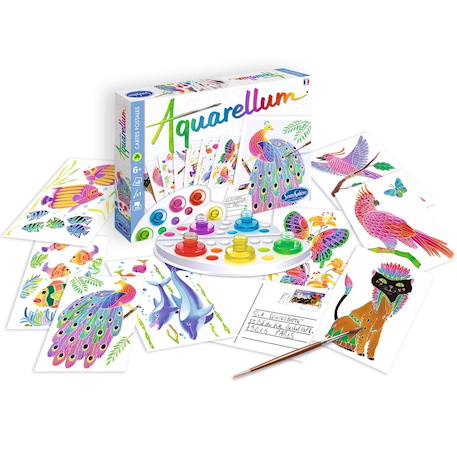 Aquarellum cartes postales animaux Blanc 2 - vertbaudet enfant 