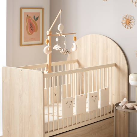 Mobile musical bébé en bois avec 4 jouets - leopard Ecru/caramel 6 - vertbaudet enfant 