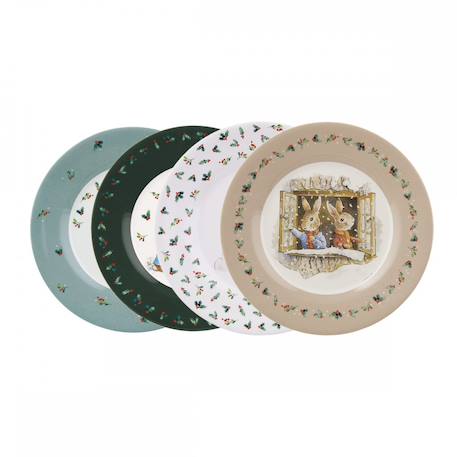 4 assiettes pierre lapin noël 20 cm Blanc 2 - vertbaudet enfant 