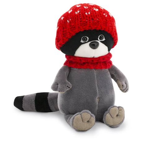 Peluche Raton laveur avec bonnet rouge – Life Collection Grey 1 - vertbaudet enfant 