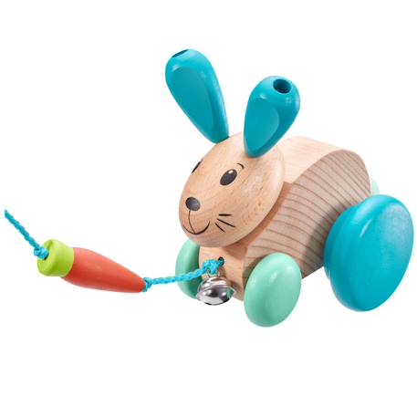 Lapin en bois massif à tirer Bleu+Rose 1 - vertbaudet enfant 