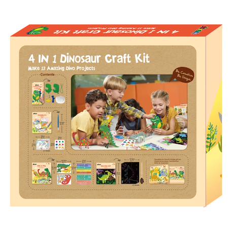 Kit créatif 4 en 1 -  dinosaures Multicolor 6 - vertbaudet enfant 