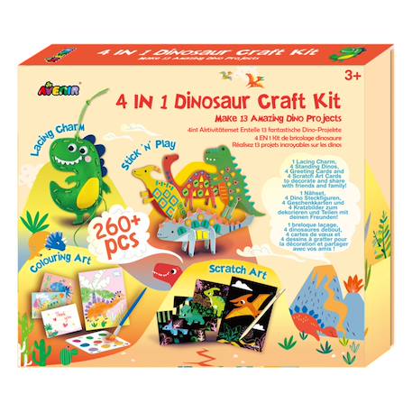 Kit créatif 4 en 1 -  dinosaures Multicolor 1 - vertbaudet enfant 