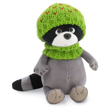 Peluche raton laveur avec bonnet vert 15 cm Grey 1 - vertbaudet enfant 