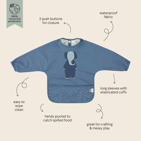 Bavoir à manches imperméable Bleu 3 - vertbaudet enfant 