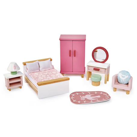 Chambre à coucher pour maison de poupée Rose, blanc, beige 1 - vertbaudet enfant 