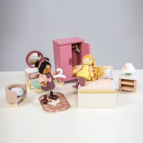 Chambre à coucher pour maison de poupée Rose, blanc, beige 6 - vertbaudet enfant 