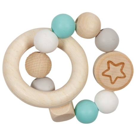Hochet en bois et silicone Beige+Rose 2 - vertbaudet enfant 