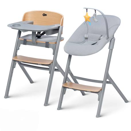 Chaise Haute Évolutive Kinderkraft LIVY 4 en 1 avec Transat Bébé, Assise Réglable, Repose-Pieds Ajustable et Charge 110 kg Gris+Rose+vert 1 - vertbaudet enfant 